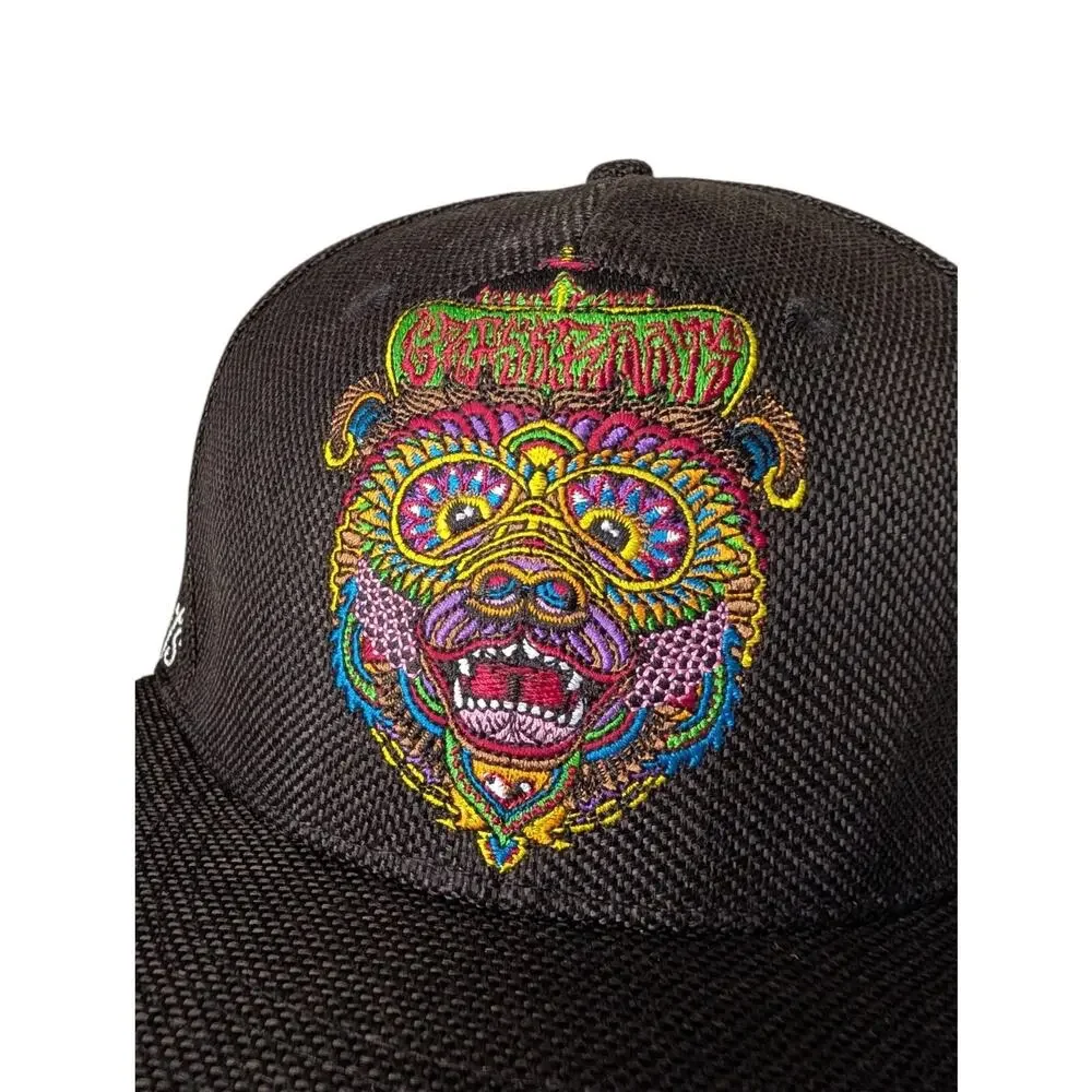 Grassroots California Limited Edition Black Hemp Snapback Hat Bear Art 420 Satin